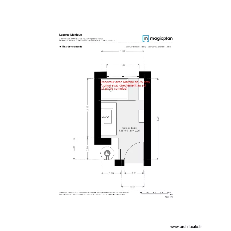 Plan Existant Mme. Laporte. Plan de 