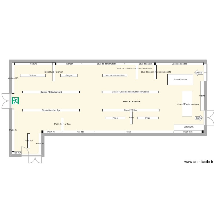 plan la grande récré. Plan de 1 pièce et 125 m2