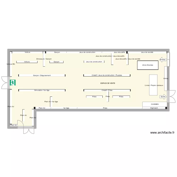 plan la grande r&eacute;cr&eacute;. Plan de 1  et 125 m²