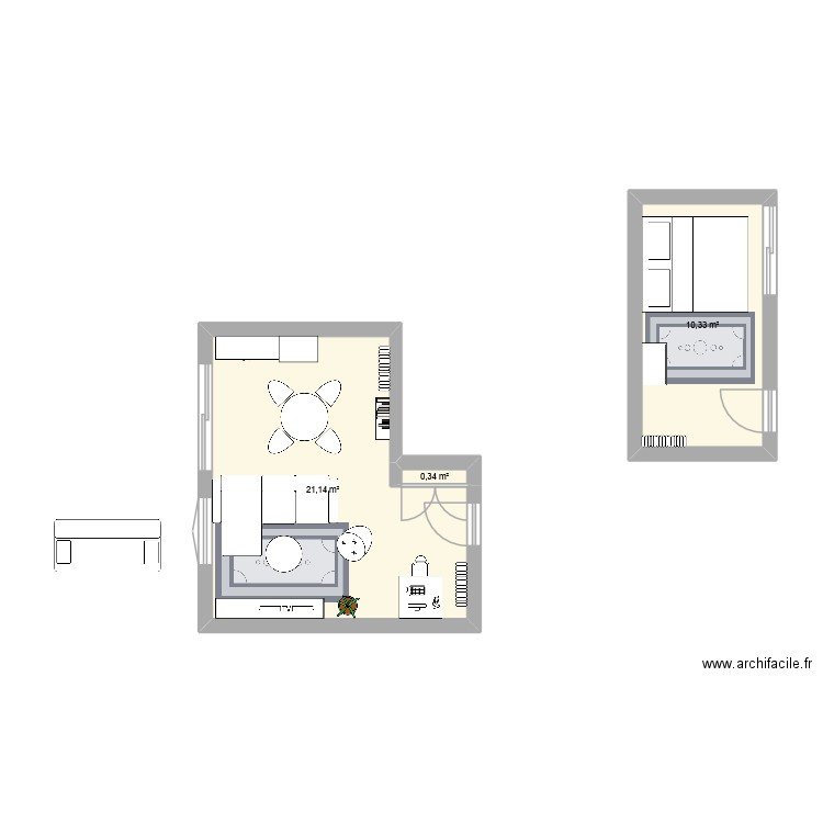 9 mesly. Plan de 3 pièces et 32 m2