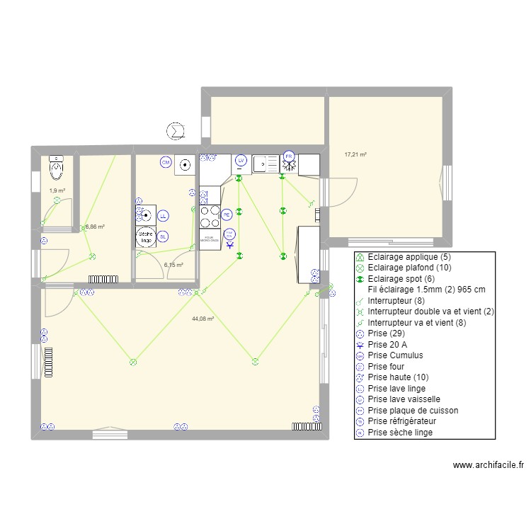 Lacanau47 Elec. Plan de 11 pièces et 137 m2