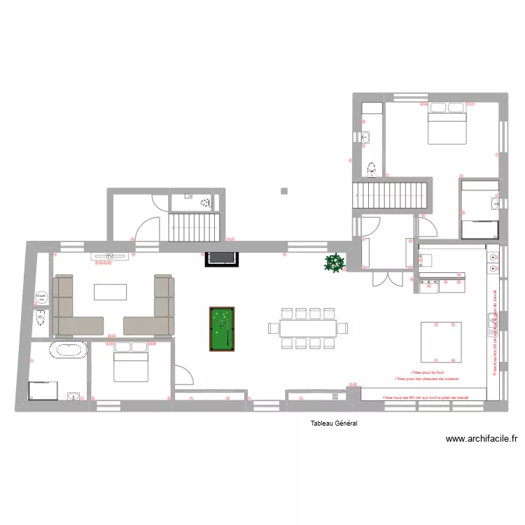 Pac&eacute;  Projet 7 Prises Grange. Plan de 10  et 159 m²