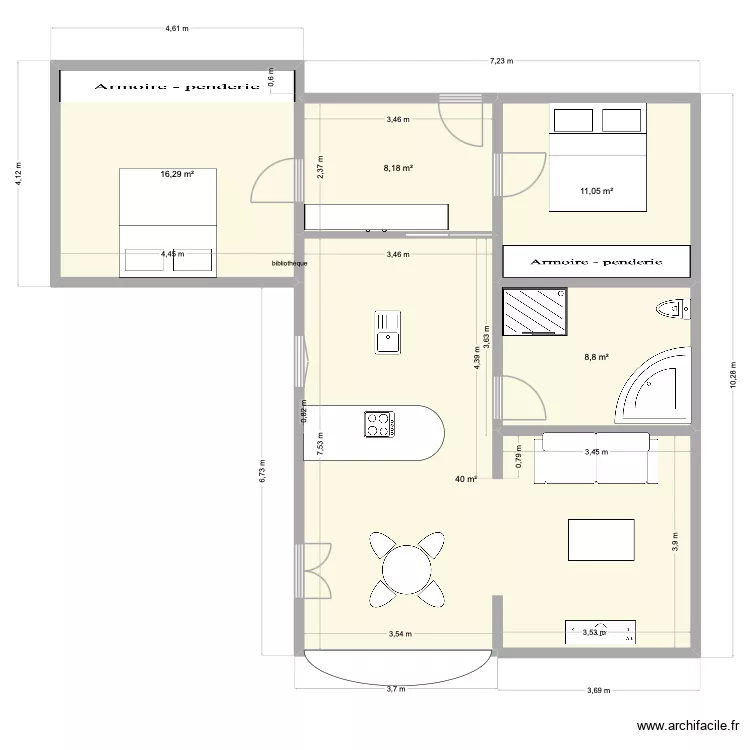 plan mont coffin 2. Plan de 5 pièces et 84 m²