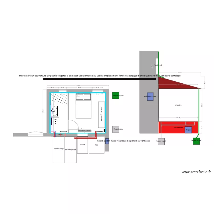 Chambre arri&egrave;re. Plan de 