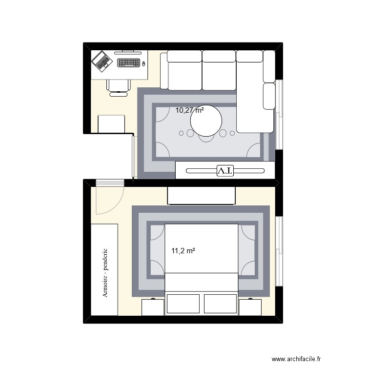 Test 2. Plan de 2 pièces et 21 m2