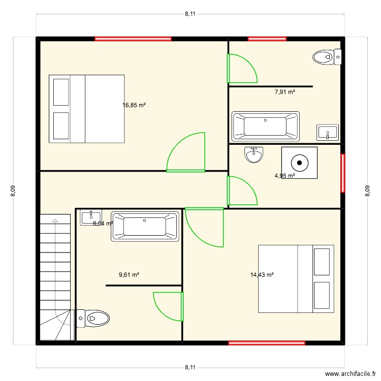 mayange. Plan de 6 pièces et 62 m2
