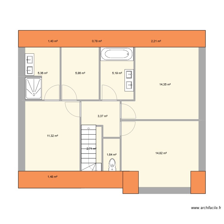 moreira maj. Plan de 17 pièces et 142 m2