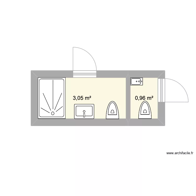 Hambursin sdb sup. Plan de 2  et 4 m²