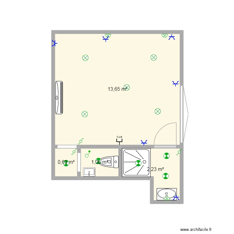 jardinier. Plan de 4 pièces et 18 m2