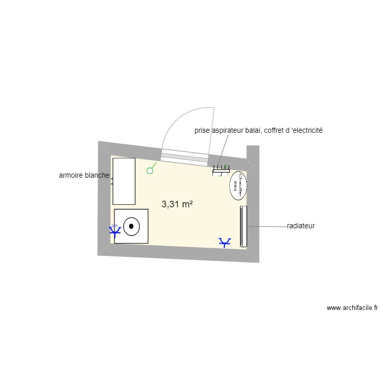 cellier. Plan de 1 pièce et 3 m2