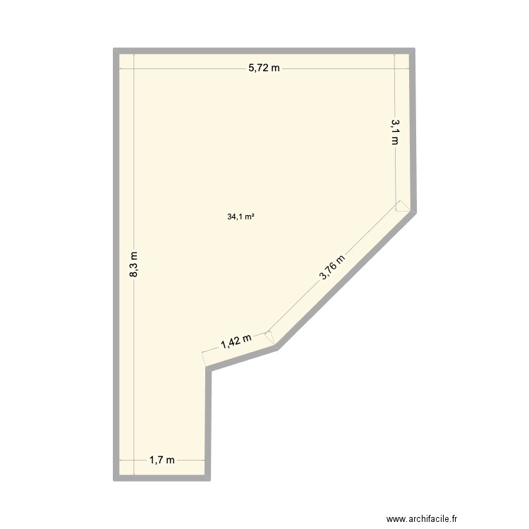 jonc mézanine. Plan de 1 pièce et 34 m2