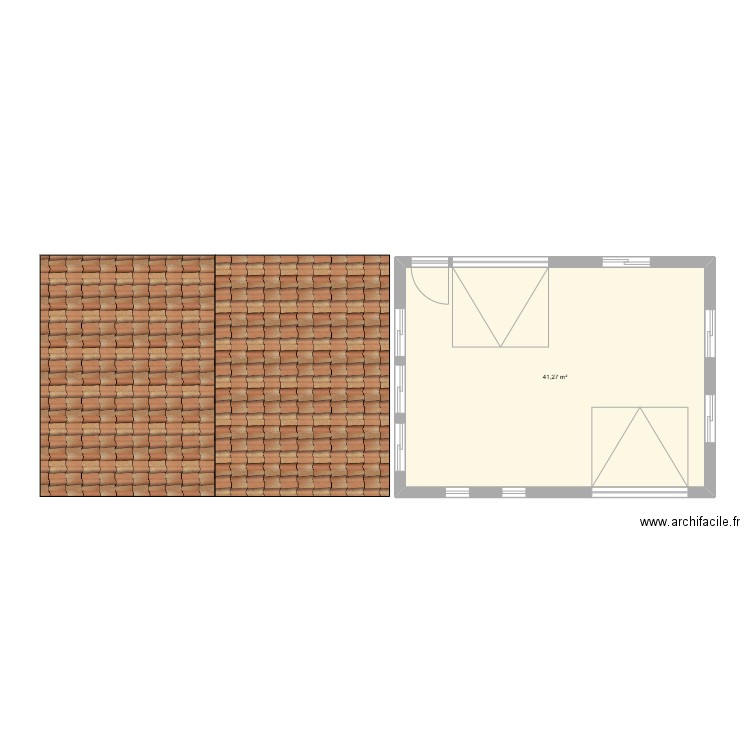 garage. Plan de 1 pièce et 41 m2