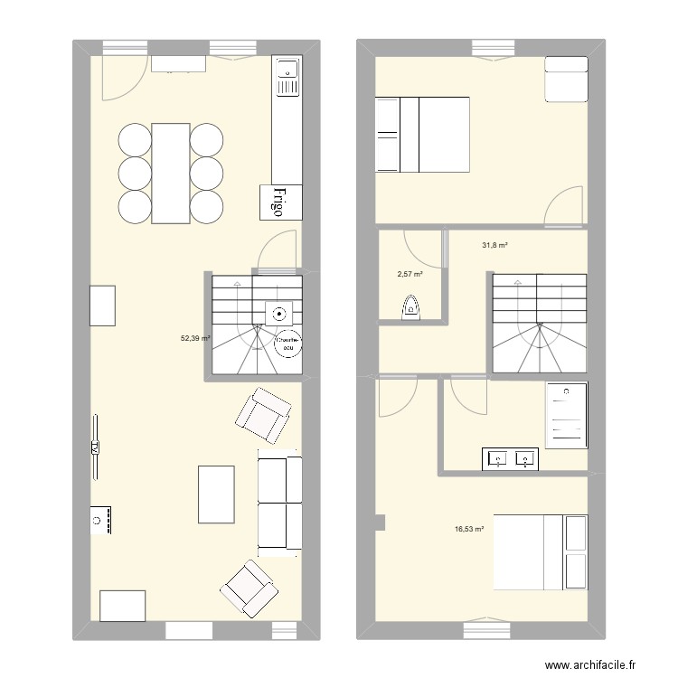 gite 2. Plan de 4 pièces et 103 m2
