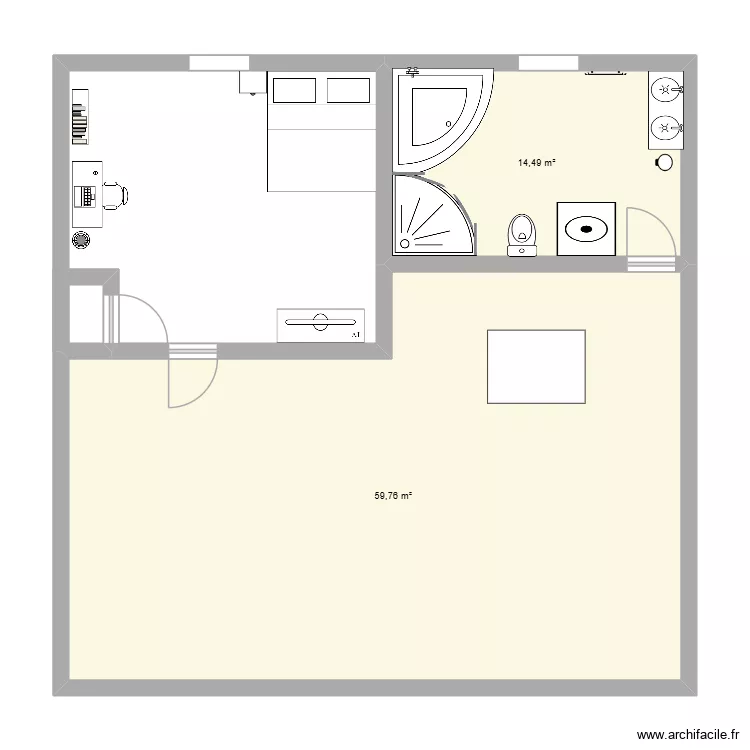 Antho. Plan de 2  et 74 m²