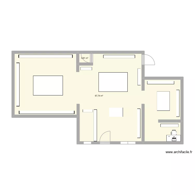 fossier. Plan de 2  et 68 m²