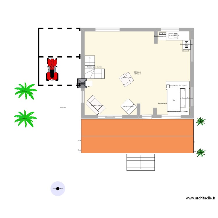 Luc Boivin. Plan de 1 pièce et 58 m2