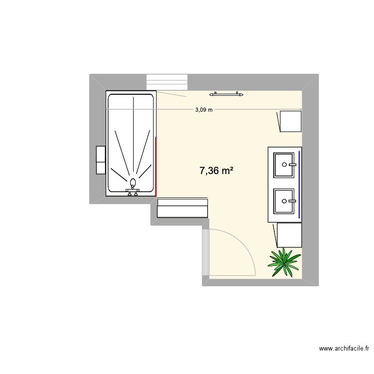 VILLA RdC. Plan de 1 pièce et 7 m2