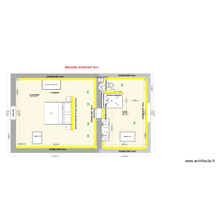 GOURSAT - R+1 Atelier PROJET PLACO. Plan de 