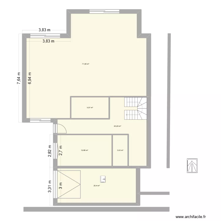 breviaire 3. Plan de 23  et 264 m²