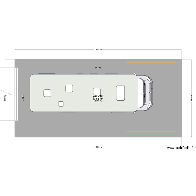 garage Burie. Plan de 1 pièce et 41 m2