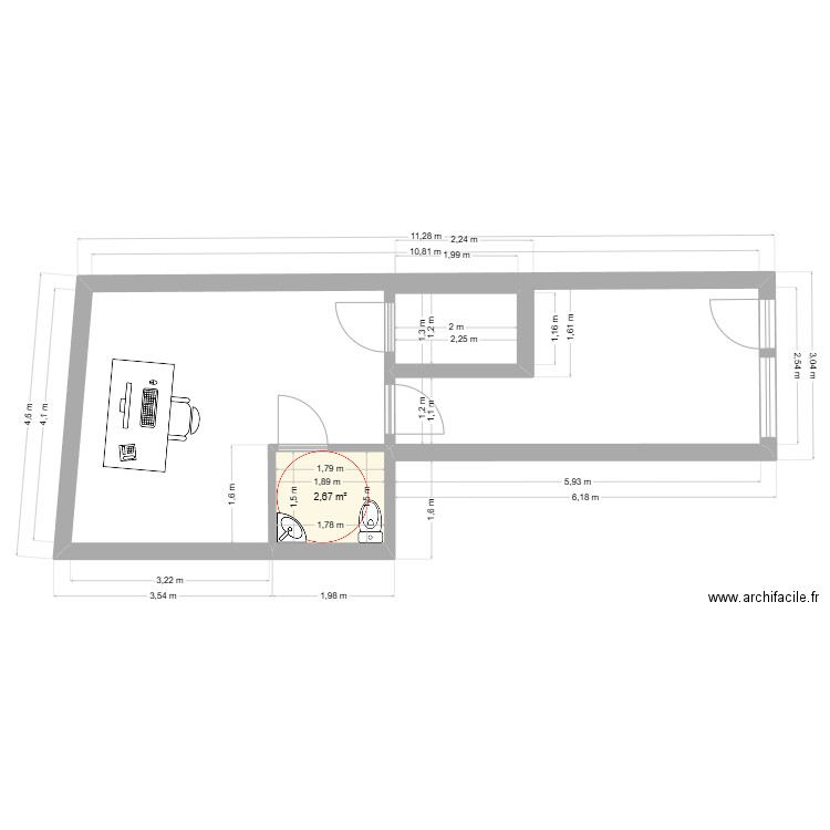 Studio Swed May prop 2. Plan de 1 pièce et 3 m2