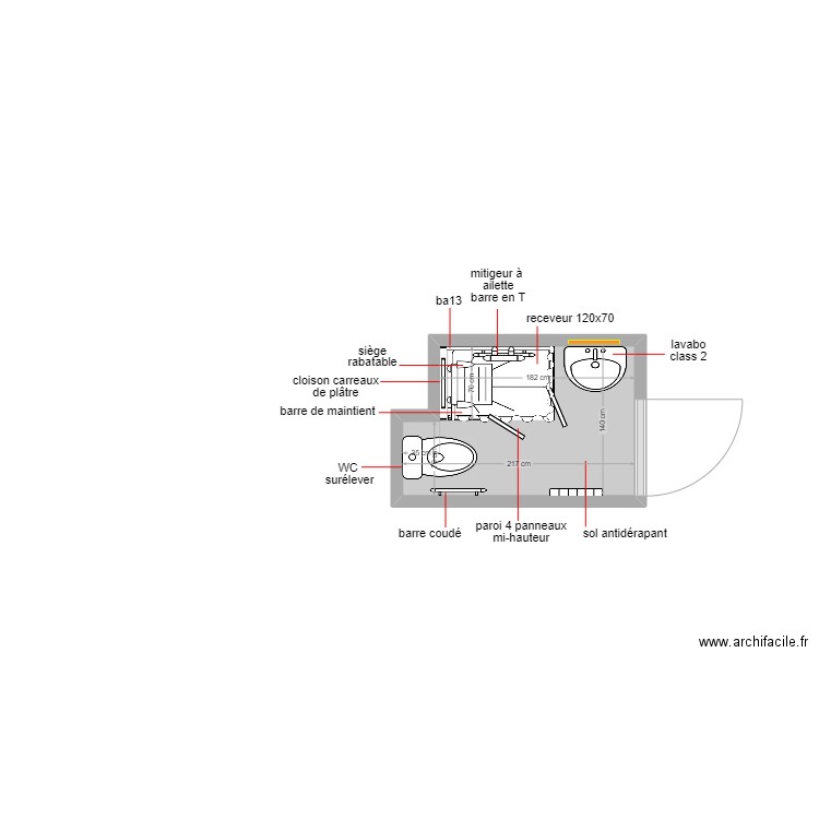 luci. Plan de 1 pièce et 3 m2