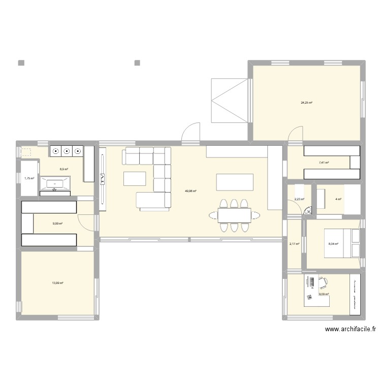 Maison 1. Plan de 12 pièces et 142 m2