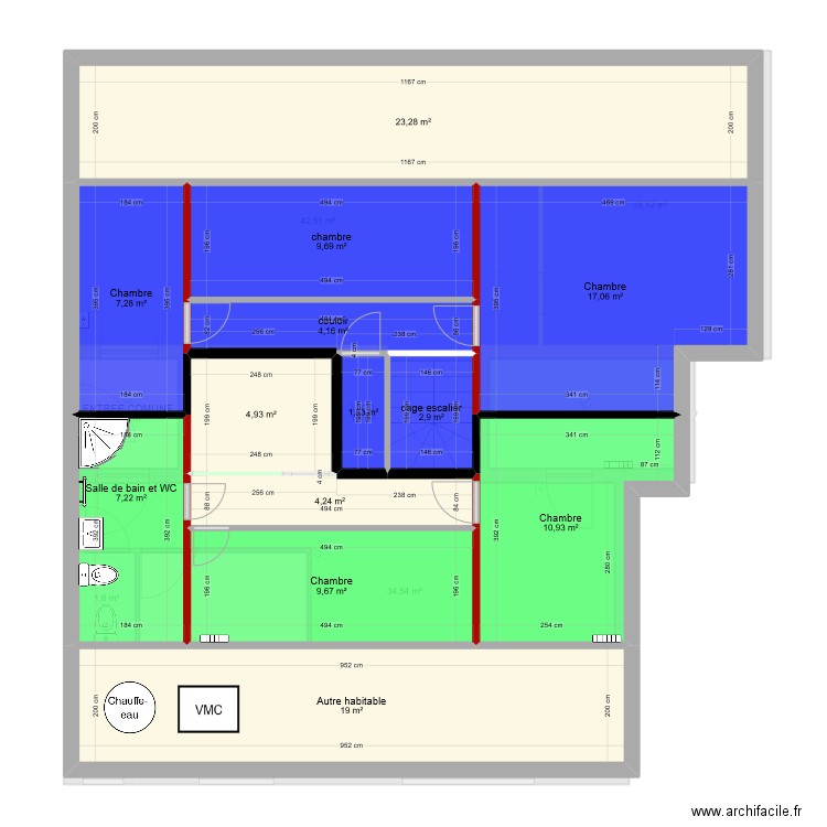 RCPE. Plan de 23 pièces et 245 m2