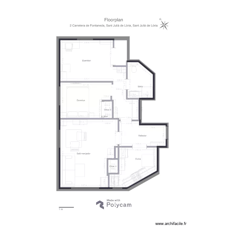 ed. sol&agrave; esc. b 3-2. sant juli&agrave;. Plan de 1  et 57 m²