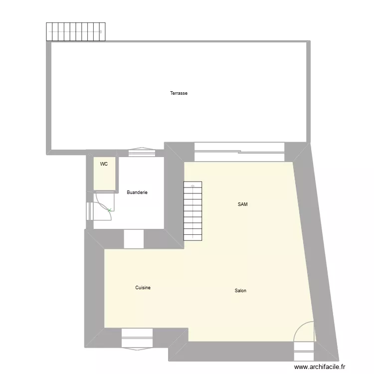 RDC Cyril. Plan de 2  et 56 m²