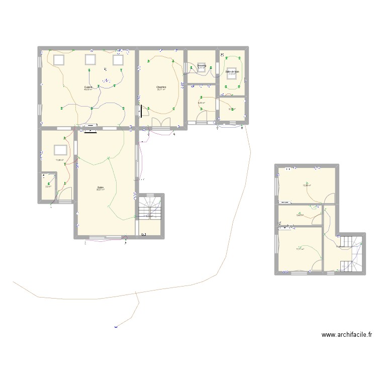 Marceau. Plan de 14 pièces et 182 m2