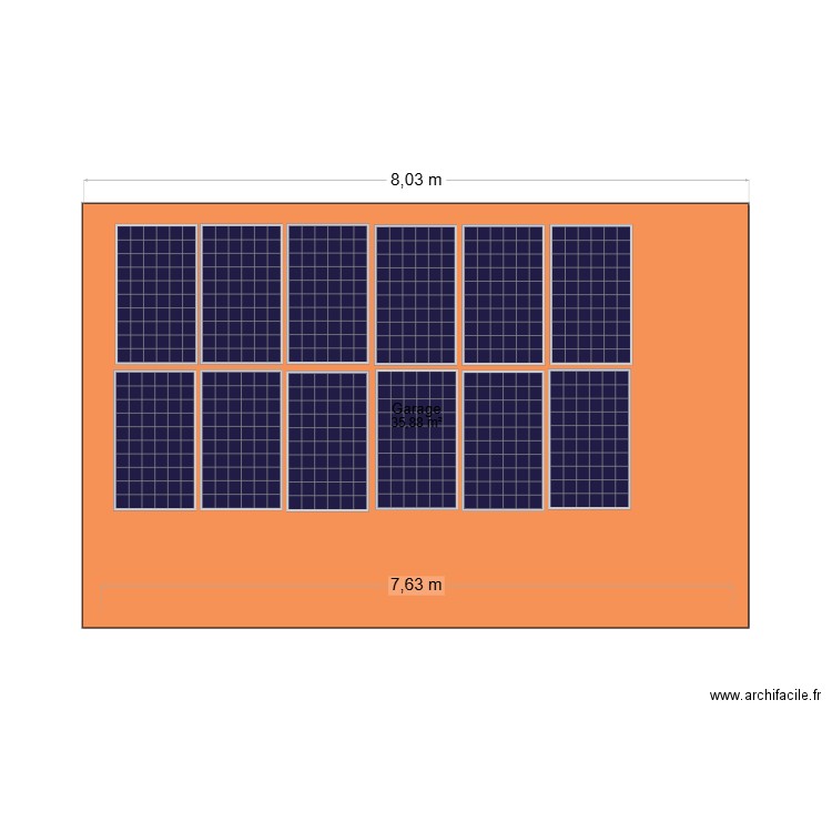 abris sol. Plan de 1 pièce et 36 m2