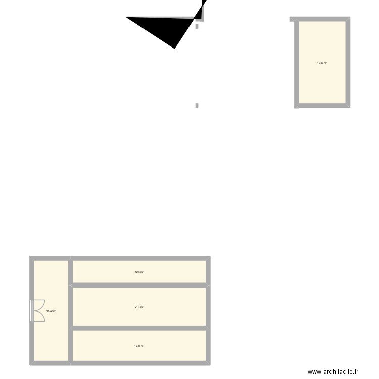 Chambre. Plan de 5 pièces et 81 m2