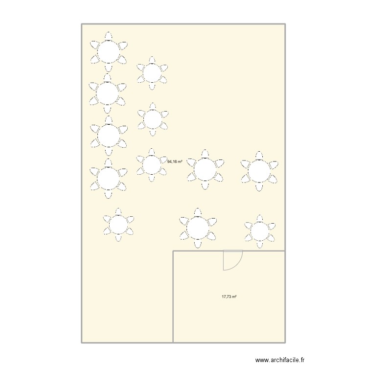 tables mariage. Plan de 2 pièces et 112 m2