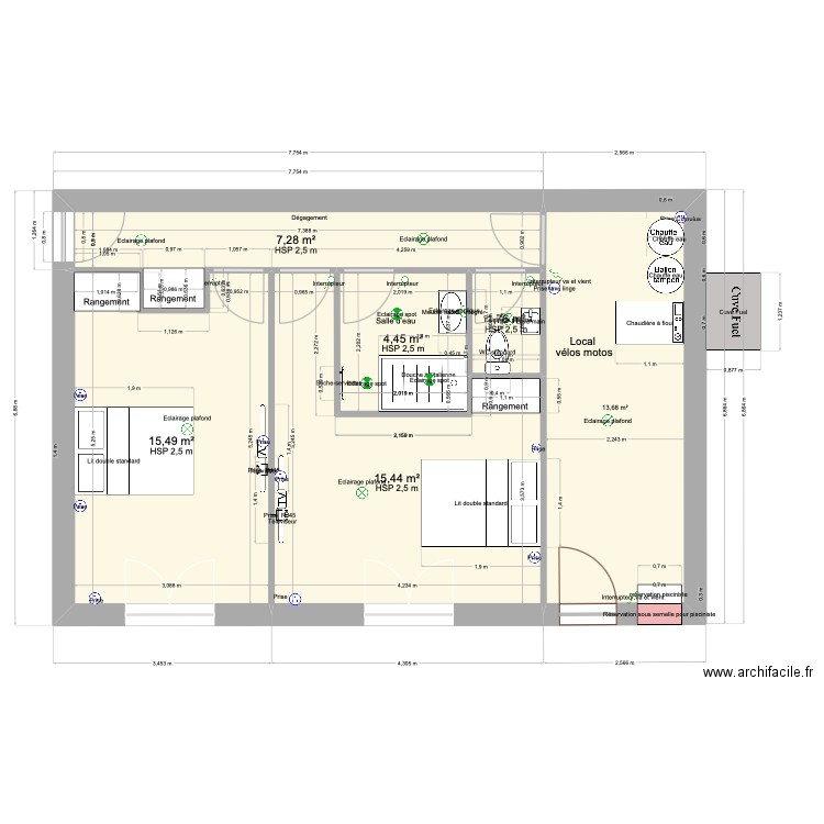 Rivarennes 122140725a. Plan de 6 pièces et 58 m2