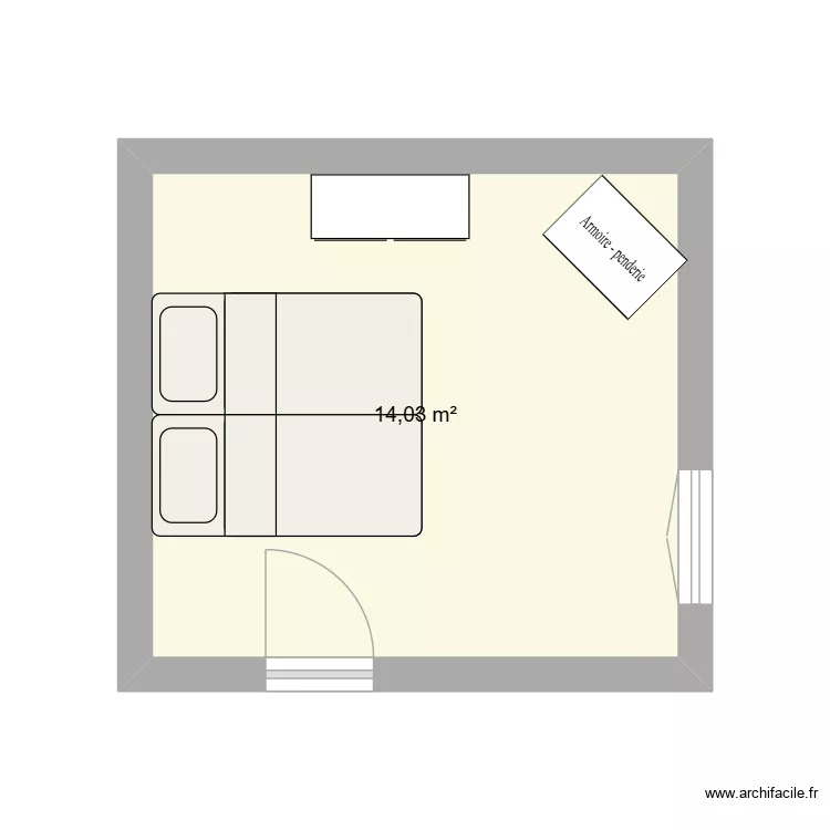 Chambre Orancie. Plan de 1 Pièce et 14 m²