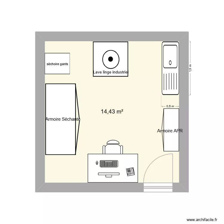Local APR. Plan de 1 Pièce et 14 m² Local APR. Plan de 1 Pièce et 14 m²