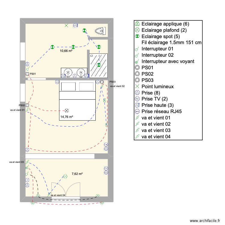 ch 1 Chazal. Plan de 3 pièces et 33 m2