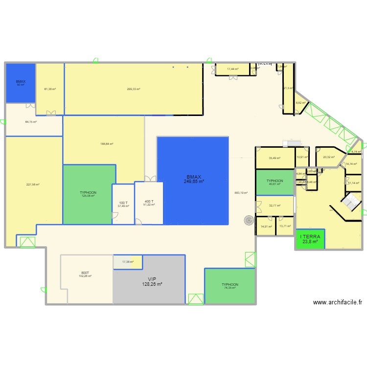 OHM RDC  m² avenir. Plan de 38 pièces et 3014 m2