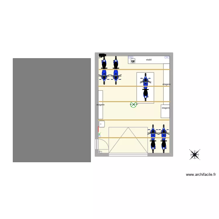 garage. Plan de 1  et 41 m²