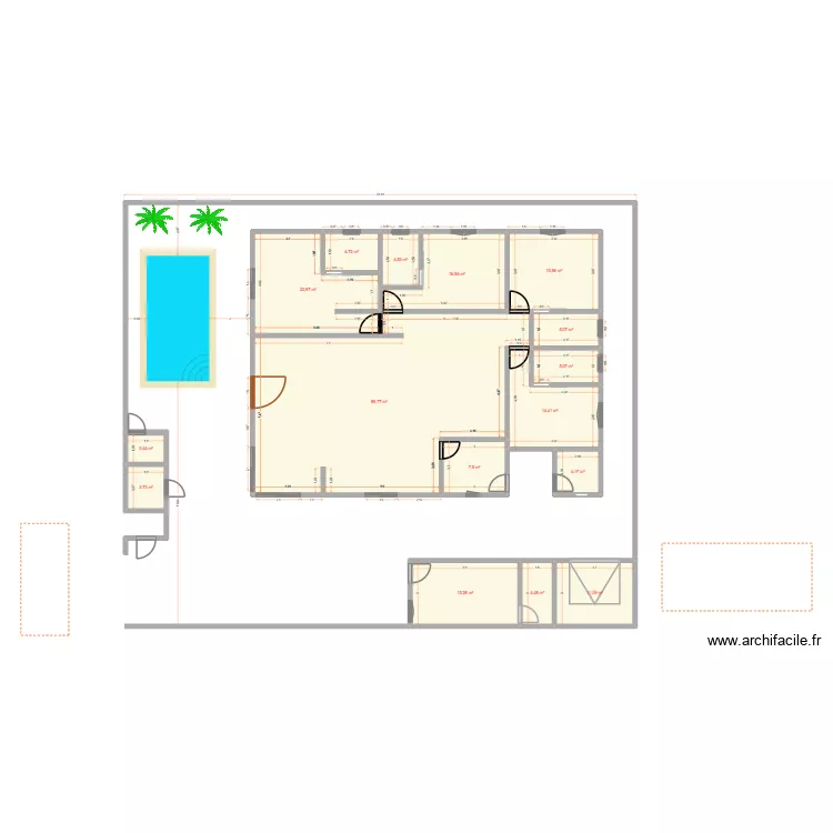 MAISON r&eacute;seaux eau. Plan de 16  et 228 m²