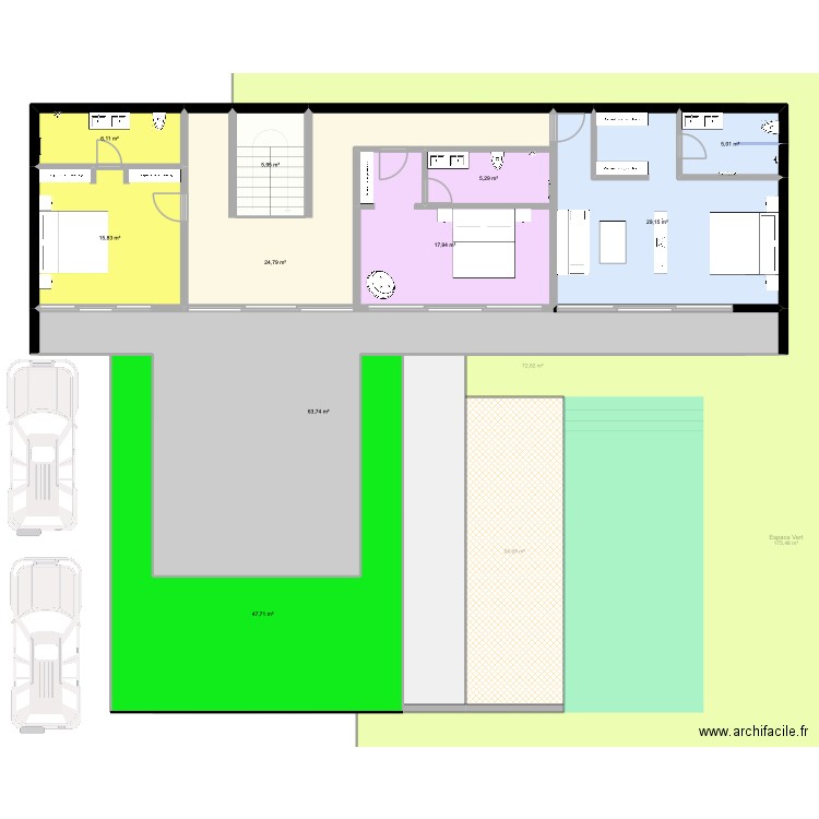 Villa 5 V2. Plan de 20 pièces et 735 m2