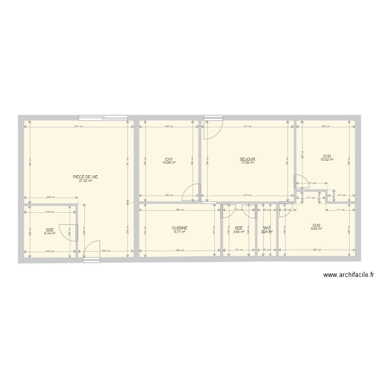 M.OUADDAH - NOYERS. Plan de 9 pièces et 98 m2