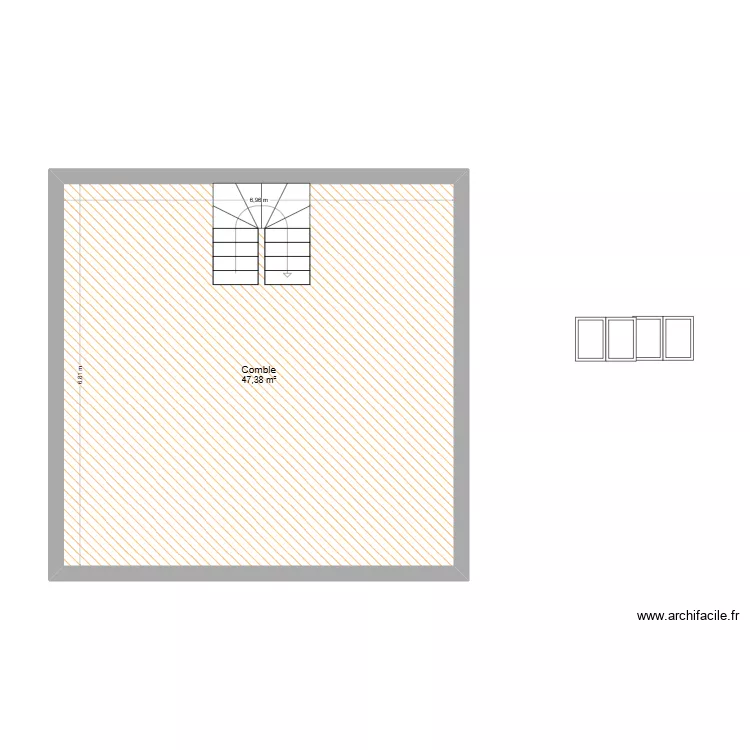 PLAN DES COMBLES. Plan de 1 et 47 m² PLAN DES COMBLES. Plan de 1 et 47 m²