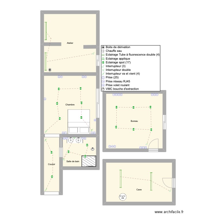 Chicault. Plan de 6 pièces et 91 m2