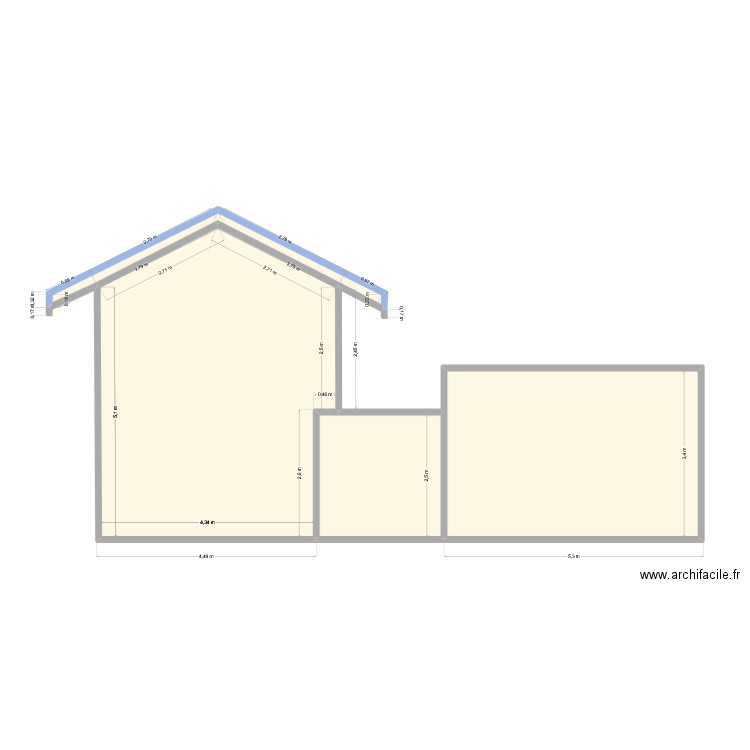 façade nord. Plan de 4 pièces et 51 m2