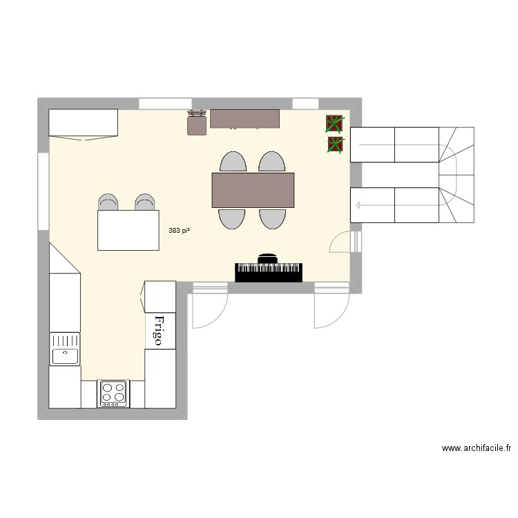 nouvelle salle à manger. Plan de 1 pièce et 36 m2