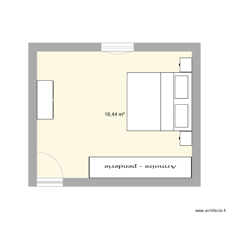Chambre du bas de Luigi et Gabrielle. Plan de 1 pièce et 18 m2