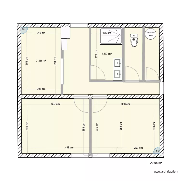 Plan Sarah Modif. Plan de 4 Pièces et 45 m² Plan Sarah Modif. Plan de 4 Pièces et 45 m²