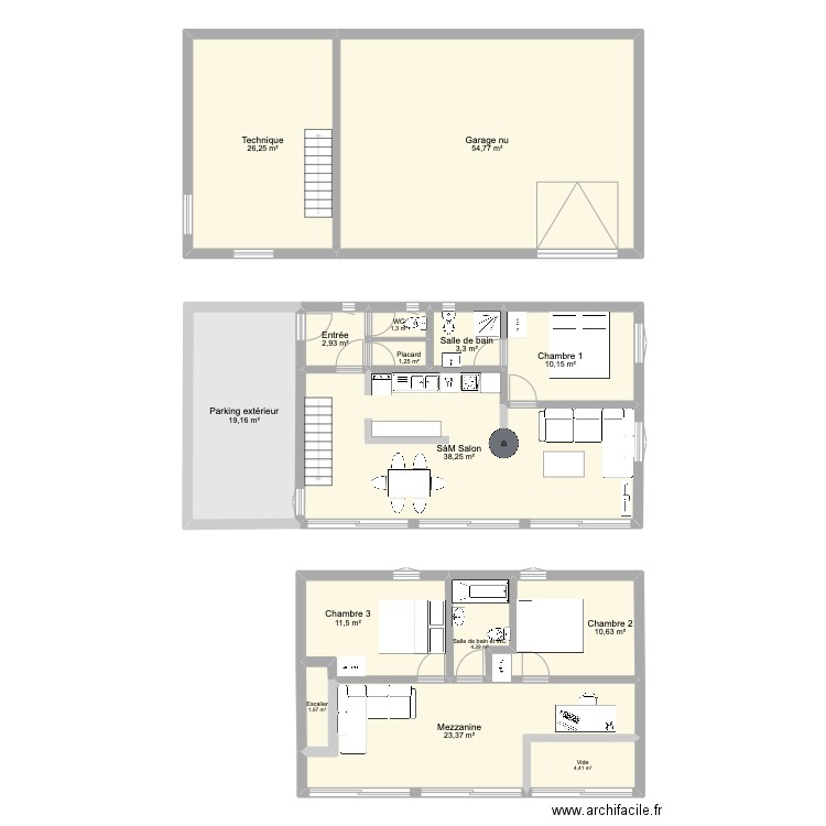Chalet 99. Plan de 15 pièces et 213 m2